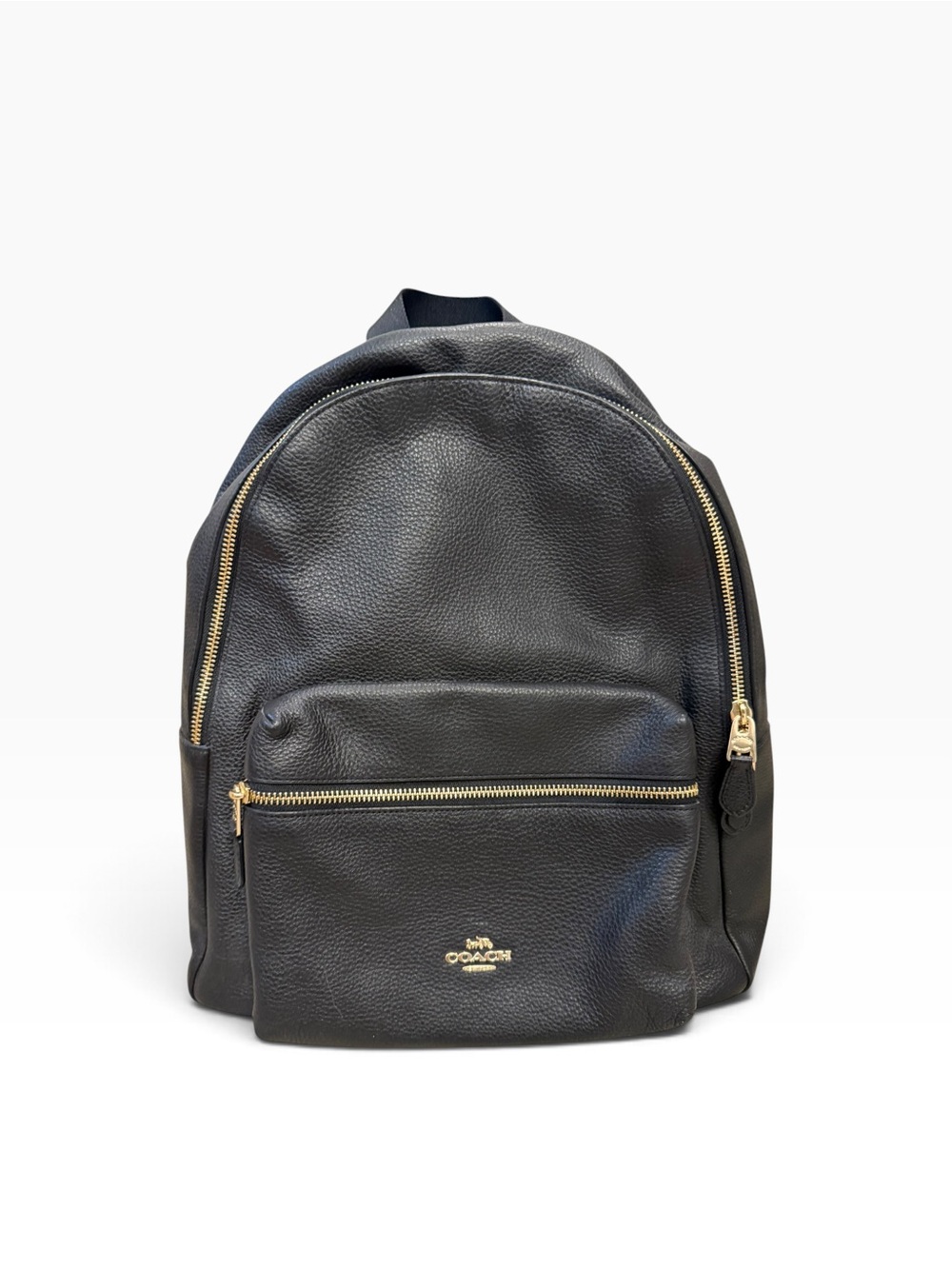 Coach Charlie Black Pebbled Leather Backpack Gold Hardware F29004